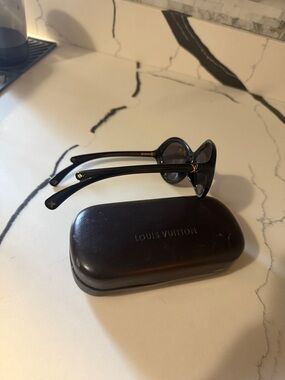 Louis Vuitton Black Cat-Eye Sunglasses with Gold LV Details